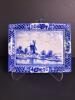 Small Blue and White Delft-Style Porcelain Plaque with Windmill Scene