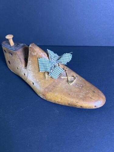 Vintage Size 11 Wooden Shoe Last with Fabric Bow