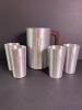 West Bend Aluminum Pitcher W/ Wood Handle & Tumblers Wheat Motif