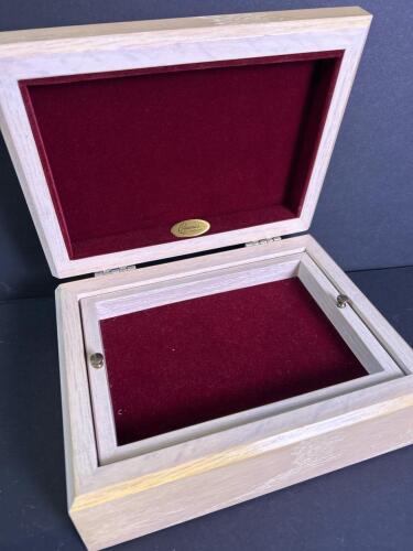 Wooden Jewelry Box with Red Felt Lining