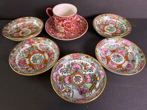 Japanese Porcelainware Decorated Bowls and Small Cup & Saucer