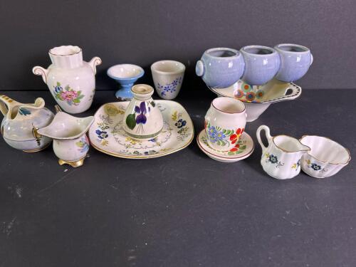 Miniature Decorative Vases, Pitchers, and Plates Assortment