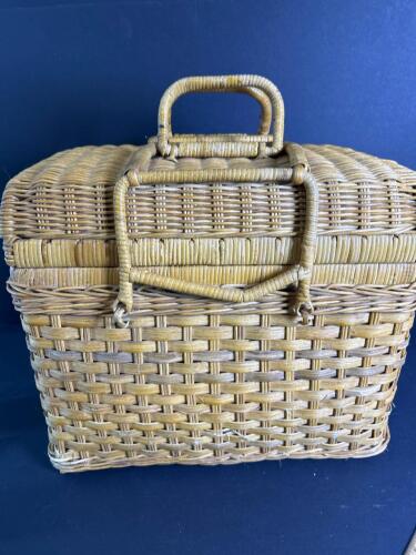 Woven Wicker Picnic Basket With Handles