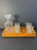 Cut Glass Decanter and Tumblers with Wood Tray, Invitational Plaque - 8