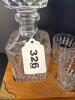 Cut Glass Decanter and Tumblers with Wood Tray, Invitational Plaque - 9
