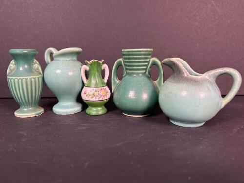 Miniature Art Pottery Vases and Pitcher, Gouda and Occupied Japan