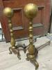 Pair of Brass Ball-Top Andirons in the Colonial Style