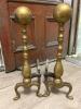 Pair of Brass Ball-Top Andirons in the Colonial Style - 2