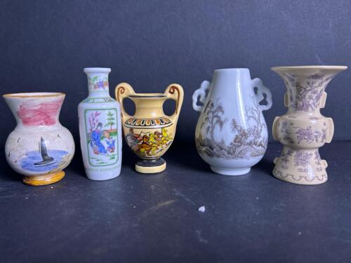 Miniature Ceramic Vases, Asian and Greek Motifs