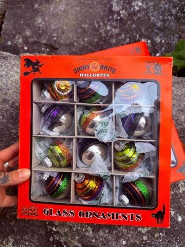 Two Boxes of Shiny Brite Halloween Glass Ornaments