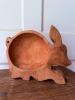 Hand-Carved Wooden Rabbit Bowl Folk Art Style