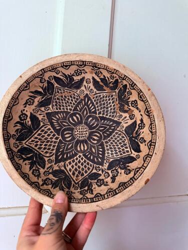 Handcrafted Folk Art Wooden Bowl