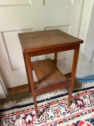 Vintage Wood Side Table With Shelf