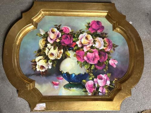 Italian Tray with Floral Still Life Painting