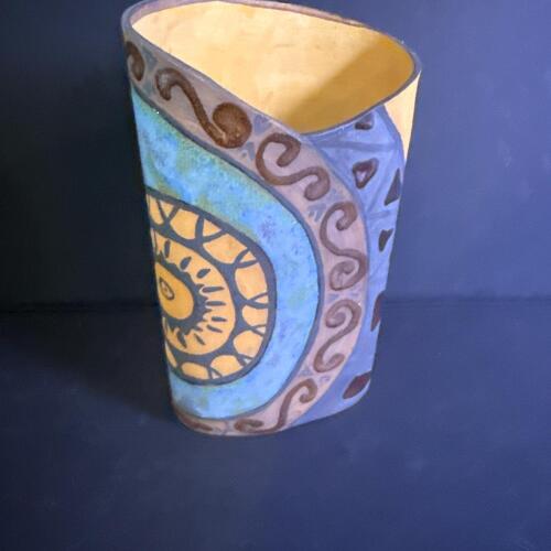 Handmade Pottery Vase With Colorful Pattern