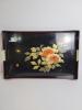Rectangular Japanese-Style Lacquer Serving Tray With Floral Design