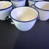 Enamelware Cups and Plates With Blue Trim Sweden - 2