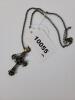 Cross Pendant Necklace With Black Stone Accents, Antique-Style - 7