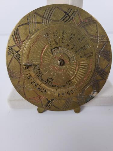 Brass Perpetual Calendar Disc Circa 20th Century