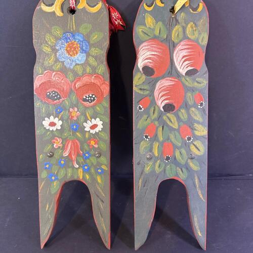 Pair of Hand-Painted Folk Art Wooden Boot Jacks