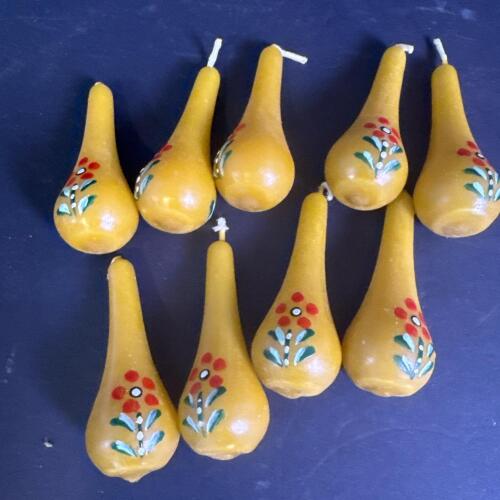 Hand-Painted Teardrop Shaped Candles With Floral Motif