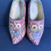 Pair of Hand-Painted Wooden Clogs with Floral Motif