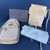 Assorted Bags and Cases: Quilted Sling, Latico Leather Crossbody, Embossed Leather Pouch, Fabric Roll-Up