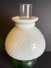 Hobnail-Style Glass Oil Lamp With Green Base - 2