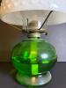 Hobnail-Style Glass Oil Lamp With Green Base - 3
