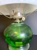 Hobnail-Style Glass Oil Lamp With Green Base - 4