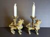 Pair of Asian-Style Brass Foo Dog Candle Holders