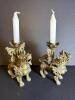 Pair of Asian-Style Brass Foo Dog Candle Holders - 3