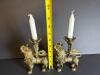Pair of Asian-Style Brass Foo Dog Candle Holders - 5