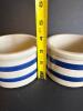 Pair of RRP Co. Roseville Blue Band Stoneware Crocks - 3