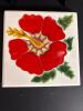 Four Hand-Painted Floral Ceramic Tiles in Tropical Style - 3