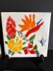 Four Hand-Painted Floral Ceramic Tiles in Tropical Style - 4