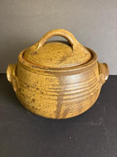 Studio Pottery Covered Bowl with Brown Glaze