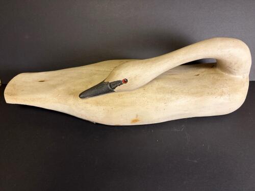 Large Carved Wooden Swan Decoy