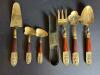 Thai Brass and Wood Flatware Set with Figural Handles