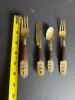 Thai Brass and Wood Flatware Set with Figural Handles - 6