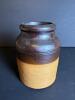 Stoneware Crock Brown and Tan Glazed Jar - 4