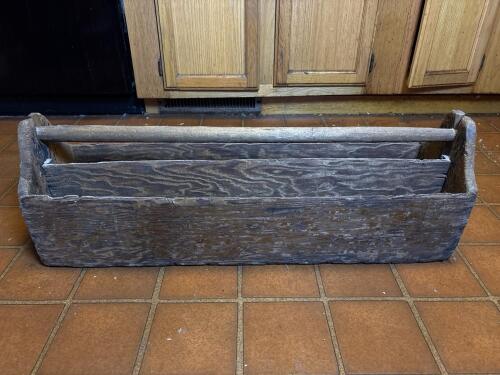 Rustic Wooden Tool Tote Box with Dividers