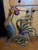 Folk Art-Style Carved Wooden Rooster Wall Sculpture