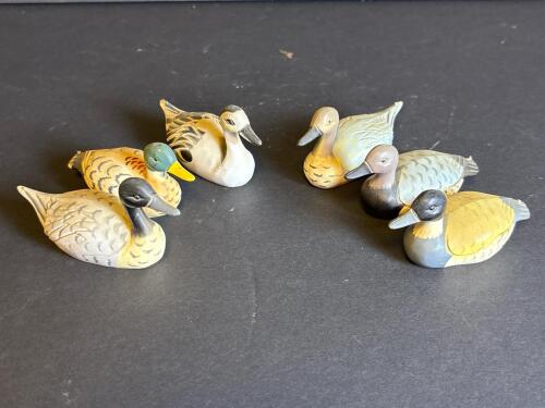 Six Miniature Painted Duck Figurines