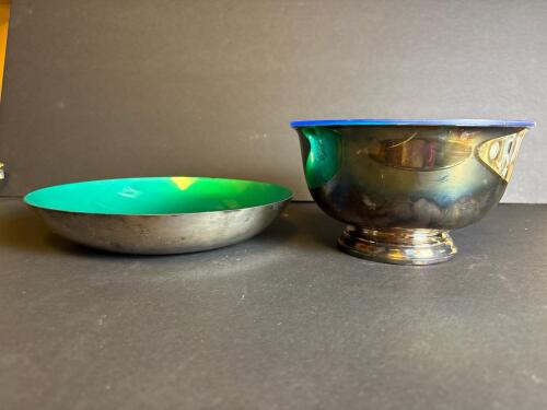 Reed & Barton Silverplate Bowls Colored Enamel Interiors