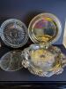 Assorted Glass Relish Trays and International Brass Serving Trays
