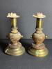 Pair of Turned Wood and Brass-Style Candlesticks