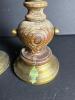 Pair of Turned Wood and Brass-Style Candlesticks - 3