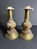 Pair of Turned Wood and Brass-Style Candlesticks - 4