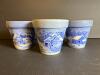 Currier & Ives-Style Blue and White Ceramic Flower Pots